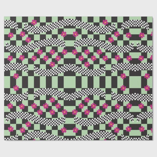 Retrockerboard ontwerp cadeaupapier (Vlak)