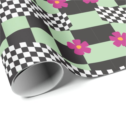 Retrockerboard ontwerp cadeaupapier (Rol Hoek)