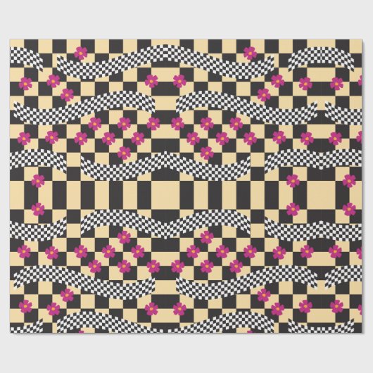 Retrockerboard ontwerp cadeaupapier (Vlak)