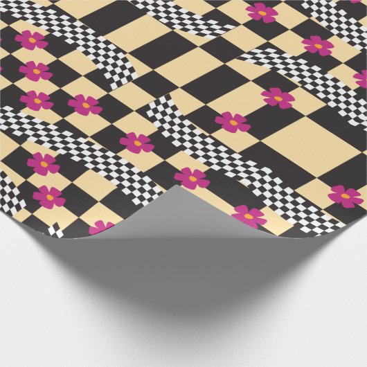 Retrockerboard ontwerp cadeaupapier (Hoek)