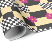 Retrockerboard ontwerp cadeaupapier (Rol Hoek)