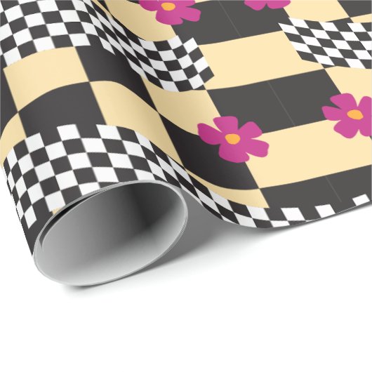 Retrockerboard ontwerp cadeaupapier (Rol Hoek)