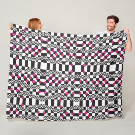 Retrockerboard ontwerp fleece deken