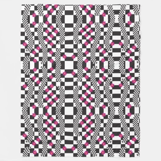 Retrockerboard ontwerp fleece deken (Voorkant)