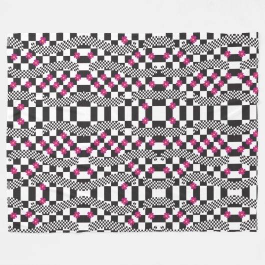 Retrockerboard ontwerp fleece deken (Voorkant (Horizontaal))