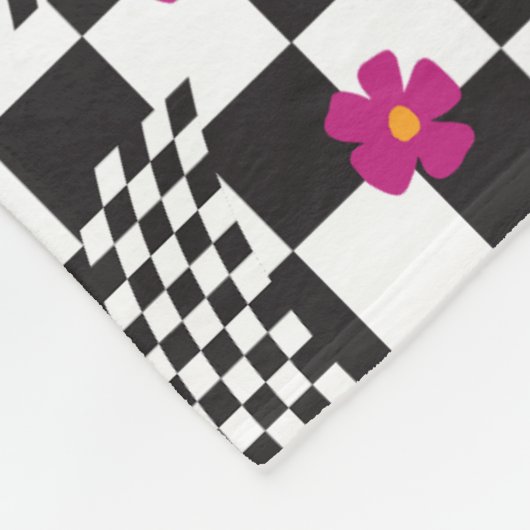 Retrockerboard ontwerp fleece deken (Hoek)