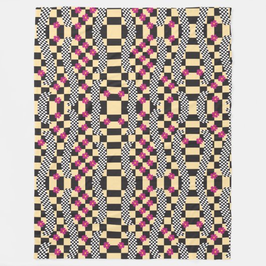 Retrockerboard ontwerp fleece deken (Voorkant)