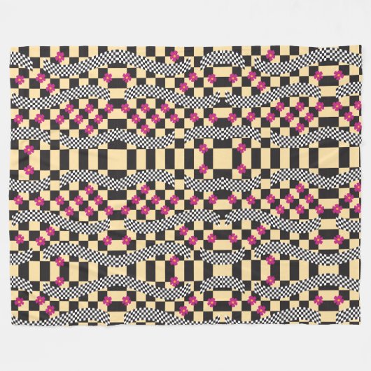 Retrockerboard ontwerp fleece deken (Voorkant (Horizontaal))