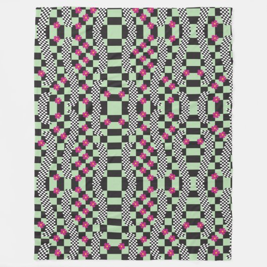 Retrockerboard ontwerp fleece deken (Voorkant)