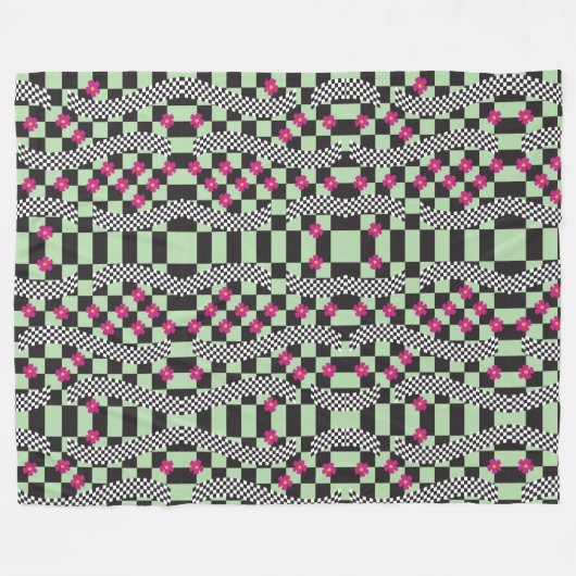 Retrockerboard ontwerp fleece deken (Voorkant (Horizontaal))