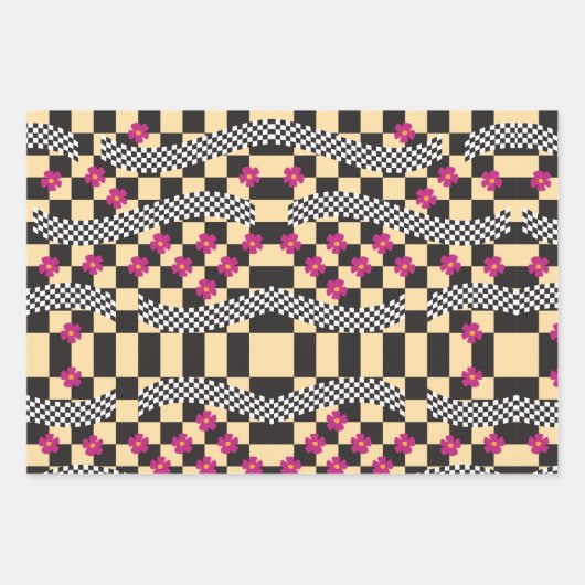 Retrockerboard ontwerp inpakpapier vel (Voorkant 3)