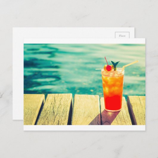 Retrococktailzonnestang Briefkaart (Voorkant / Achterkant)