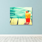 Retrococktailzonnestang Canvas Afdruk (Insitu (Houten vloer))