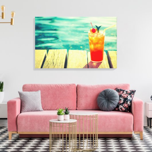 Retrococktailzonnestang Canvas Afdruk (Insitu (Woonkamer))