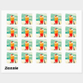 Retrococktailzonnestang Vierkante Sticker (Vel)
