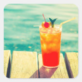 Retrococktailzonnestang Vierkante Sticker (Voorkant)