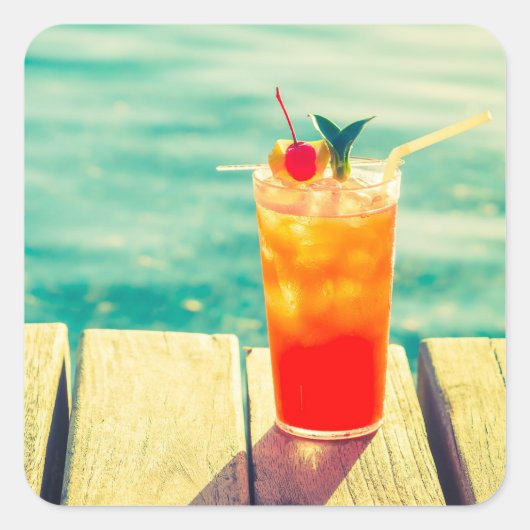 Retrococktailzonnestang Vierkante Sticker (Voorkant)
