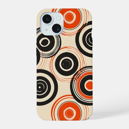 Retroconcentrische cirkels iPhone 15 case (Achterkant)