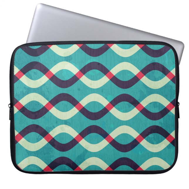 Retrocurven: Grunge-patrooneffect. Laptop Sleeve (Voorkant)