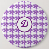Retrocute  paarse bloemenmonogram ronde button 6,0 cm (Voorkant)