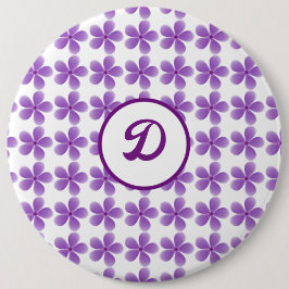 Retrocute  paarse bloemenmonogram ronde button 6,0 cm