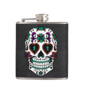 Retrodag van de dode suikerschedel heupfles (Voorkant)