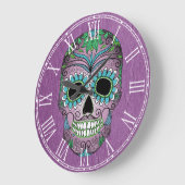 Retrodag van de dode suikerschedel op leder grote klok (Hoek)