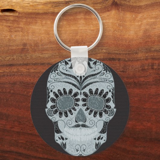 Retrodag van de dode suikerschedel sleutelhanger (Voorkant)