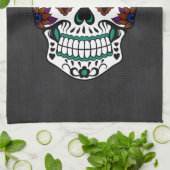 Retrodag van de dode suikerschedel theedoek (Gevouwen)