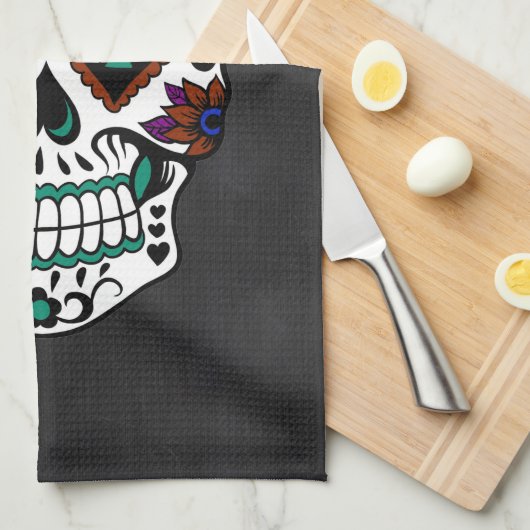 Retrodag van de dode suikerschedel theedoek (Quarter Fold)