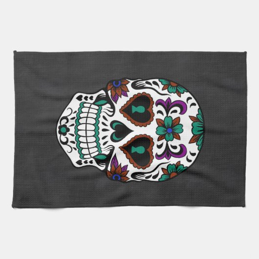 Retrodag van de dode suikerschedel theedoek (Horizontaal)