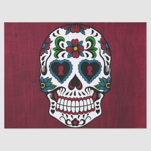 Retrodag van de dode suikerschedel tissuepapier (Voorkant)