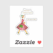 Retrodame en kerst sticker (Vel)