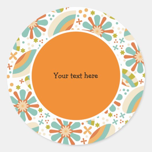 Retrodesign met bloemen ronde sticker (Voorkant)