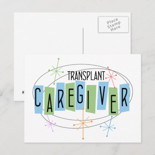 Retrodesign Transplant Caregiver Briefkaart (Voorkant / Achterkant)