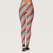 Retrodiagonaal gestreept | Kleurrijke moderne Mode Leggings (Achterkant)