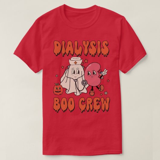 Retrodialyse Boo Crew Dialyse Verpleegkundige Hall T-shirt (Design voorkant)