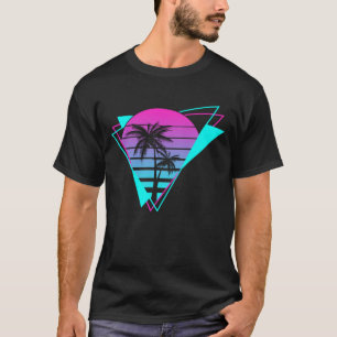 Retroesthetische dampgolven Geometrische palmbomen T-shirt