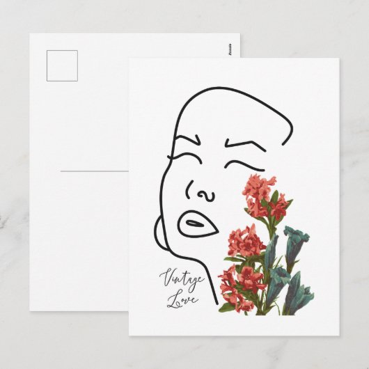 Retrofactivist ziet één lijn tekenen bloesem T Feestdagenkaart (Voorkant / Achterkant)