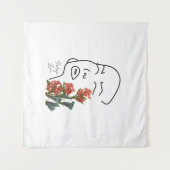 Retrofactivist ziet één lijn tekenen bloesem T Wandkleed (Voorkant (horizontaal))