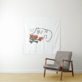 Retrofactivist ziet één lijn tekenen bloesem T Wandkleed (In Situ (horizontaal))