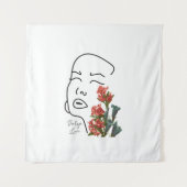 Retrofactivist ziet één lijn tekenen bloesem T Wandkleed (Voorkant)