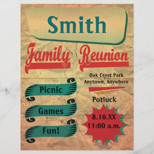  retrofamilie verzamelt reünie Flyer (Voorkant)