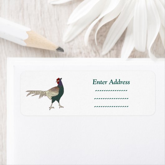 Retrofazant vogelbruine adreslabel Sticker (Insitu)