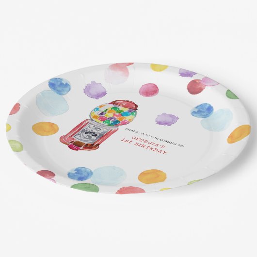 Retrofballmachine | Kinderen van Birthday Papieren Bordje (Gekanteld)