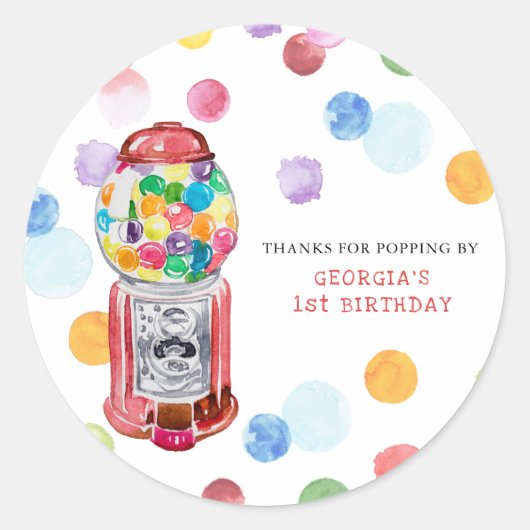 Retrofballmachine | Kinderen van Birthday Ronde Sticker (Voorkant)