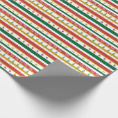 Retroferen van rode, groene speelgoedstrepen Verpa Cadeaupapier (Hoek)
