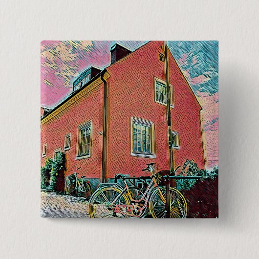 Retrofietskunst Vierkante Button 5,1 Cm (Voorkant)