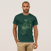 Retrofiettekenontwerp in groen t-shirt (Voorkant volledig)
