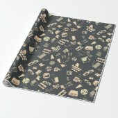 Retrofilmelementen patroon cadeaupapier (Uitgerold)